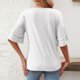 thumbnail image 3 of Camiseta elegante de mujer con cuello en V y mangas con volantes: ropa informal de verano, tejido transpirable, fácil de cuidar, 3 of 6