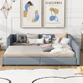 thumbnail image 2 of MODERNLUXE Queen Size Upholstered Grounded Platform Bed with Twin XL Bed,Extra Large Floor Bed Frame for Family,Gray, 2 of 7