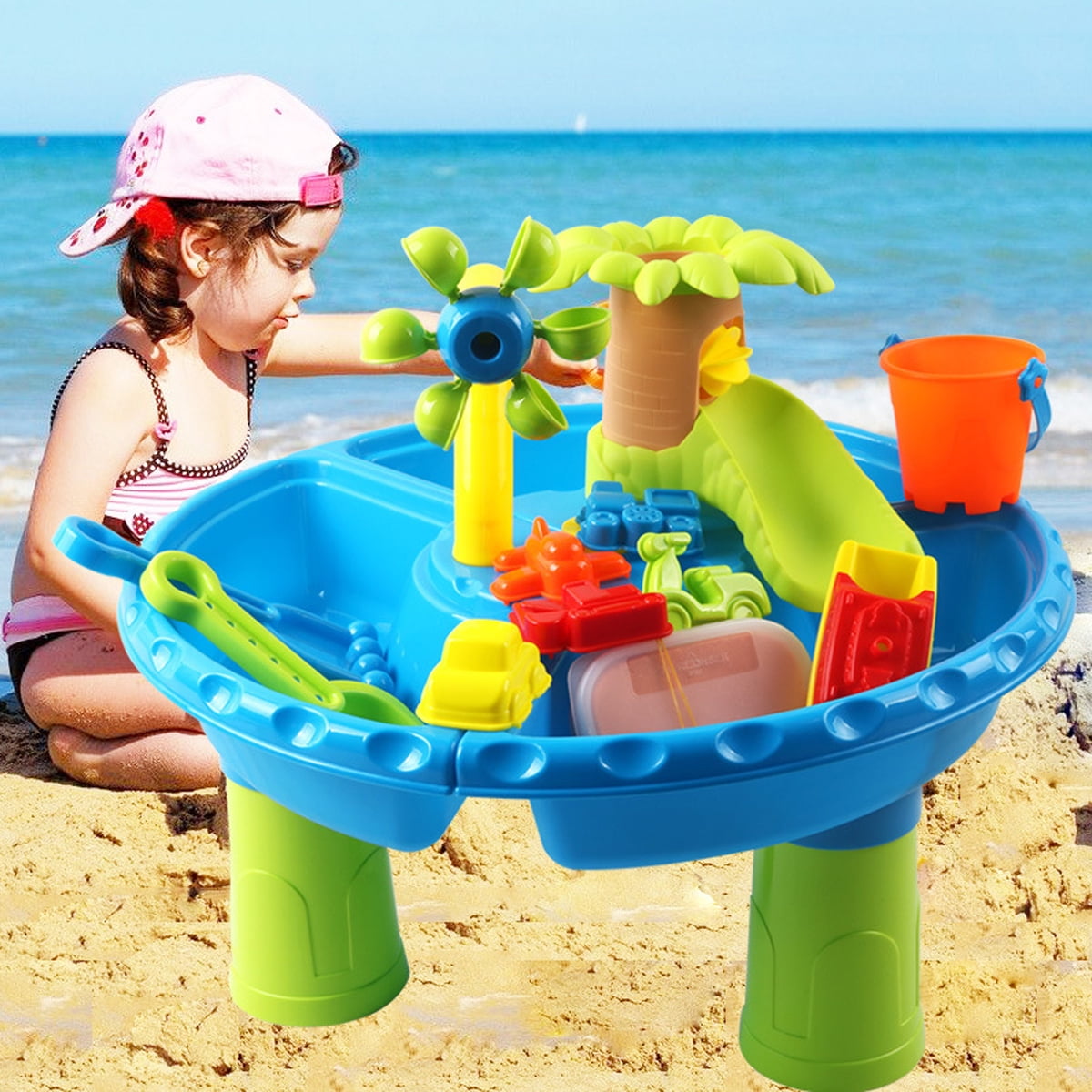 Small Blue Pirate Bucket & Tool Set Seaside Holiday Beach Sand Pit/Table Garden 
