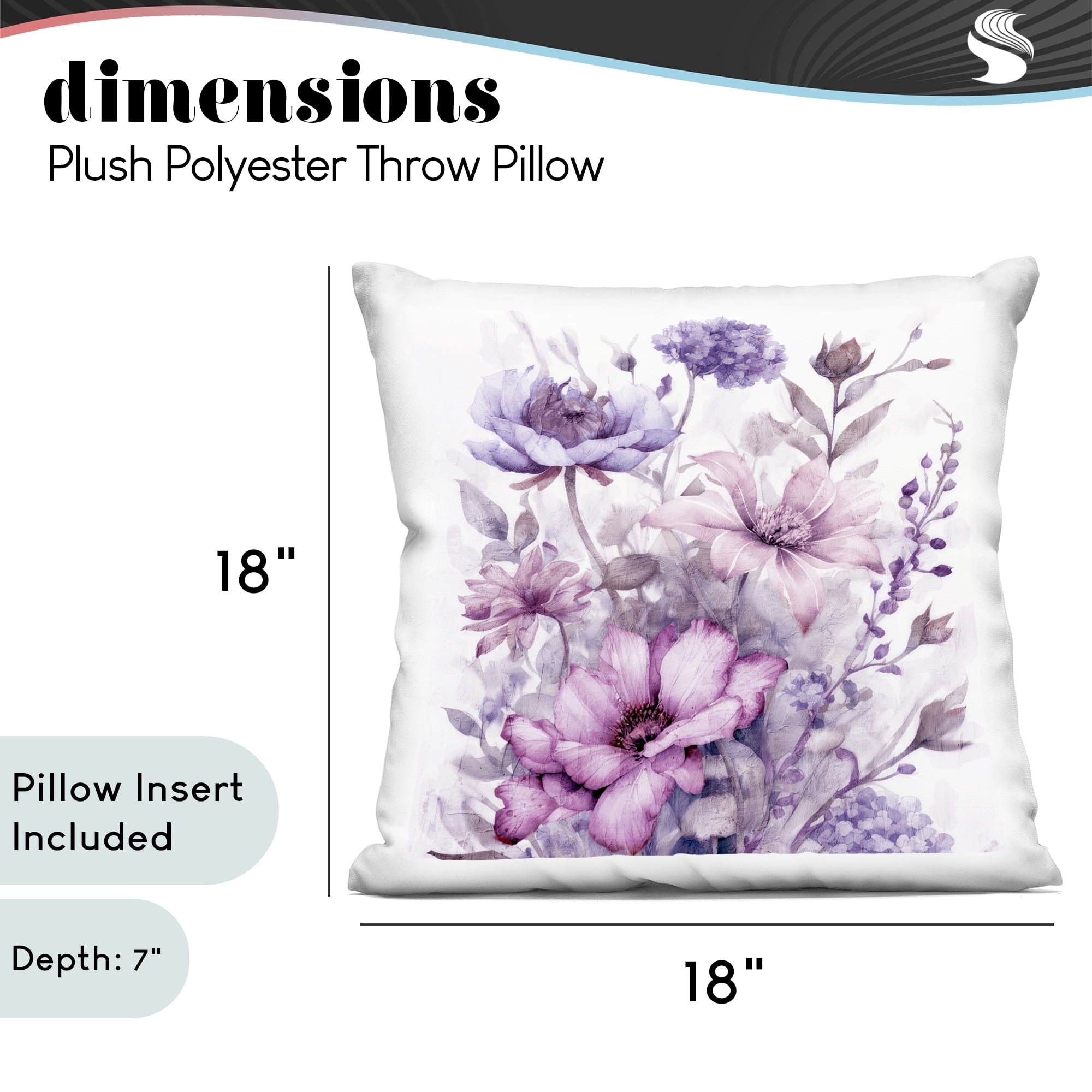 Stupell Industries Purple & Blush Florals Decorative Printed Throw Pillow, design by Kim Allen, 18 x 7 x 18