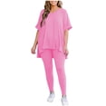 thumbnail image 2 of Censtreet Women's V-neck Pajamas Set Short Sleeve Sleepwear Tops with Long Pants Pjs Set Nightwear, 2 of 6