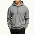 thumbnail image 4 of Boys Quarter Zip Hoodie Fleece Hooded Sweatshirt With Pockets Kids Soft Long Sleeve Pullover Fall Winter School Clothes Gray Size 10-12years, 4 of 8