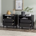 thumbnail image 5 of Walker Edison Mid-Century Modern 2-Drawer Wood Nightstand, Set of 2, Black, 5 of 9