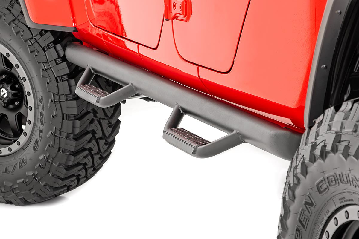 Rough Country Nerf Bar Drop Steps Compatible w/ 2020 Jeep Gladiator Truck JT Hoop Side Steps Rock Sliders 90762 