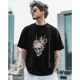 thumbnail image 4 of Men's T-Shirt Skull on Fire Short Sleeve Casual Tee Classic Crew Neck T-Shirt for Men, XL, 4 of 7