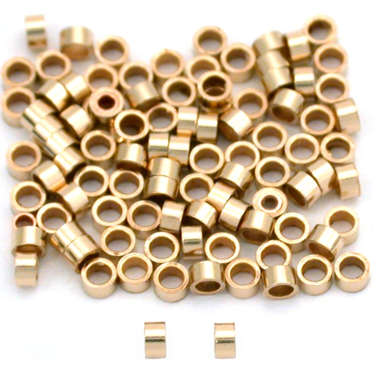 100 14K Gold Filled Crimp Tube Beads Micro Parts 2x1mm
