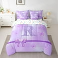 thumbnail image 2 of Manfei Initial Butterfly R 7-Piece Bedding Comforter Set for Female Men Women,Bling Glitter Splash King Bedding Sets,Dreamy Princess Ultra Soft Bed Sheets,Microfiber Bedroom Decor,Reversible, 2 of 8