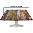 thumbnail image 6 of Wooden Brown Square Fitted Tablecloth, Wood Rustic Planks Barn Door Red Blue Grey Elastic Edge Table Cover, Dust & Wrinkle Proof Table Cloths for Spring Summer Picnic Party Use, Fits to 36x36 In Table, 6 of 6