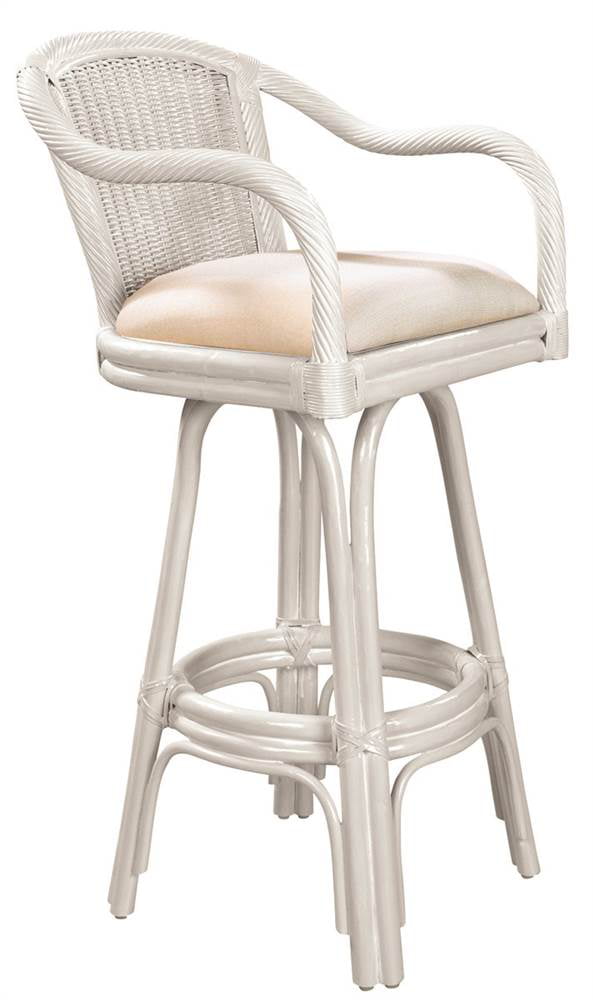 Indoor Swivel Rattan Counter Stool in White wash finish