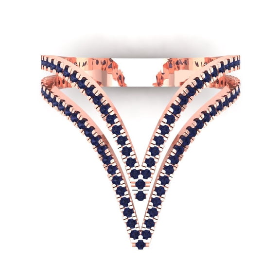 Statement Engagement Ring for Women - 0.525ct Simulated Blue Sapphire in 14K Rose Gold Promise Ring