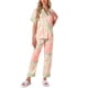 thumbnail image 2 of Conjunto de pijama de satén para mujer INSPIRE CHIC, top de seda con mangas cortas y pantalones, 2 piezas, L, rosa, 2 of 6