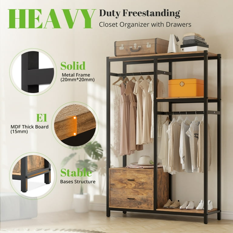 HOKEEPER Heavy Duty Metal Clothes Rack with 6 Shelves, 600 lbs Capacity,  47.24L x 15.74W x 70.86H, Brown