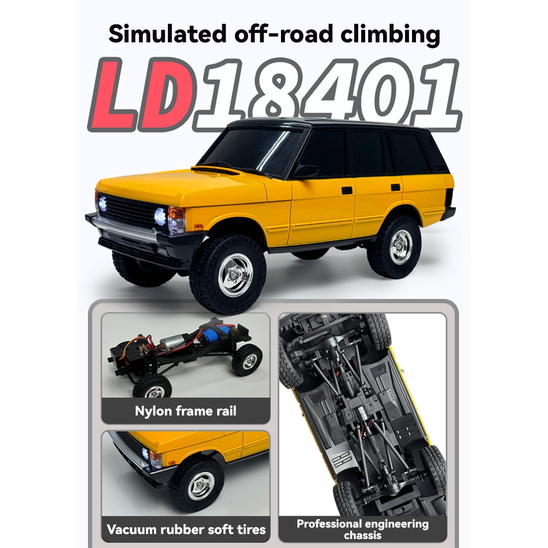 Off-Road RC Car, 1/18 Scale 2.4G 3CH 4WD RC Crawler Car with Flip-up Headlights, RTR Hobby Grade Collectible Model Gift for Adults & Hobbyists