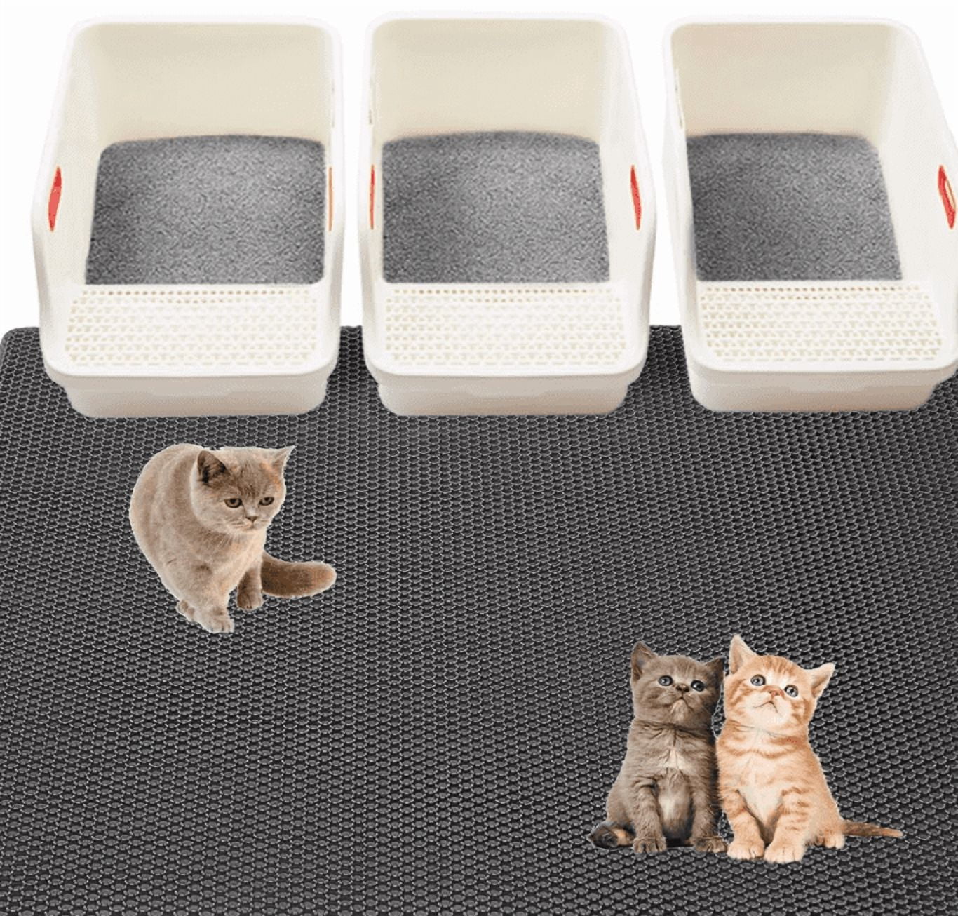 Cat Litter Mats-Extra Large 47''x36'' Litter Trapping Mat for Cat-XXL Litter box Matt for Floor-2 Layer Catcher Rug for Pet kitty Litterbox-Waterproof Urine Proof,Non-Slip