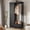 Black With Texture, variant on Panapinka 78.9-Inch Armoire Wardrobe Closet with Hanging Rod and Shelves, Large Open Wardrobe Cabinet with Fixed Top Storage for Bedding and Luggage, Bedroom Clothes Organizer