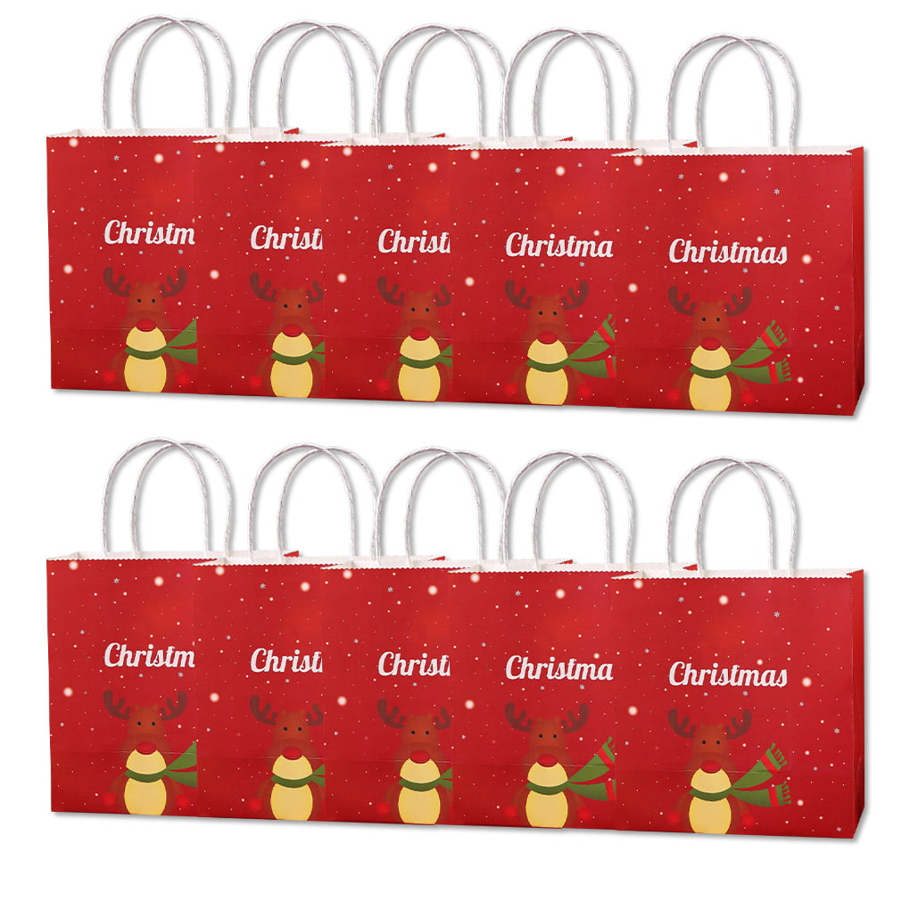 10PCs Paper Handles Xmas Party Holiday Present Bag Gift Bag Holder Shopping Bags 