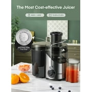 Juicer Machine Easy to Clean, 3 Feed Chute for Whole Fruit and Vegetable, Brush, Silver