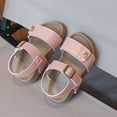 thumbnail image 4 of Girls Flat Sandals Casual Platform Nonslip Walking Shoes Fashion Metal Decor Slingback Sumemr Dress Shoes Pink 7 Toddler, 4 of 7