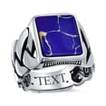 thumbnail image 5 of Bling Jewelry Mens Large Rectangle Gemstone Chain Link Statement Signet Ring .925 Sterling Silver, 5 of 6