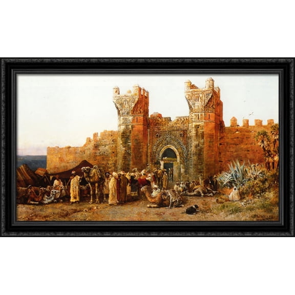 Gate of Shehal, Morocco 40x24 Large Black Ornate Wood Framed Canvas Art by Edwin Lord Weeks