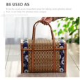 thumbnail image 2 of 5X Picnic Woven Basket Wicker Storage Bag Handle Folded Fruit Shopping Food Handle Rattan Grass Foldable Bamboo Basket B, 2 of 7