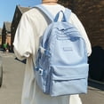 thumbnail image 4 of Nylon Resists Wear Backpack -Campus Shoulder Bag - Casual Aesthetic Daypack Simple Laptop Bag Waterproof Travel Rucksack (Blue), 4 of 7