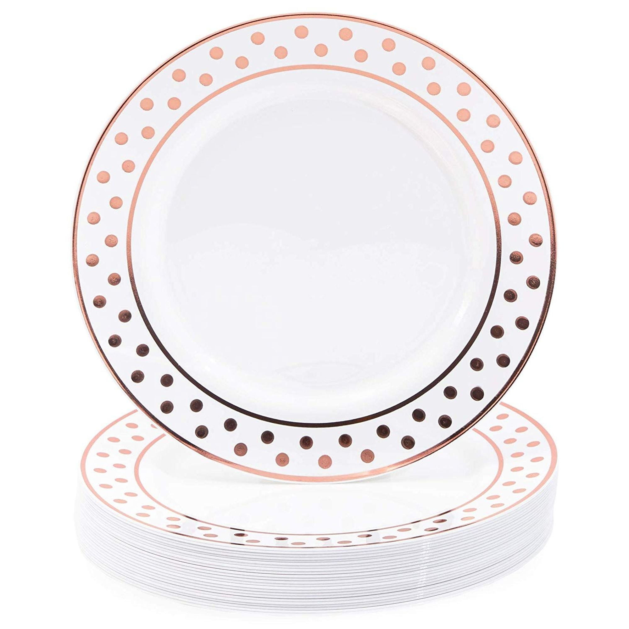 24 Packs Rose Gold Plastic Reusable Dinner Plates