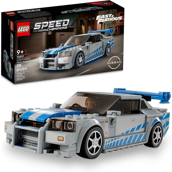 ERDS-Speed Champions 2 Fast 2 Furious Nissan Skyline GT-R (R34) 76917 Race Car Toy Model Building Kit, Collectible with Racer Minifigure, 2023 Set for Kids