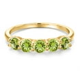 thumbnail image 3 of Gem Stone King 1.50 Ct Round Green Peridot 18K Yellow Gold Plated Silver 5-Stone Band, 3 of 6