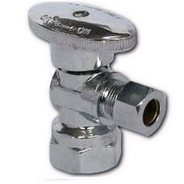 EZ-Fluid 1/2" FIP x 3/8" OD Comp. Heavy Duty Lead Free Brass Angle Stop Valve Water Shut Off Ball Valve 1/4 Quarter Turn Chrome Brass-1Pc