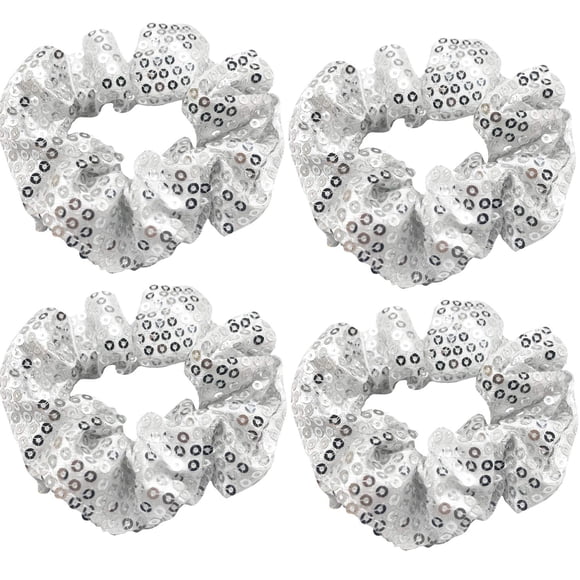 Paquete de 4 pulseras de lentejuelas brillantes para fiestas de pijamas, coleteros para el pelo, coleteros elásticos para el pelo, lazos para el pelo, accesorios para el pelo, espectáculos, rendimient
