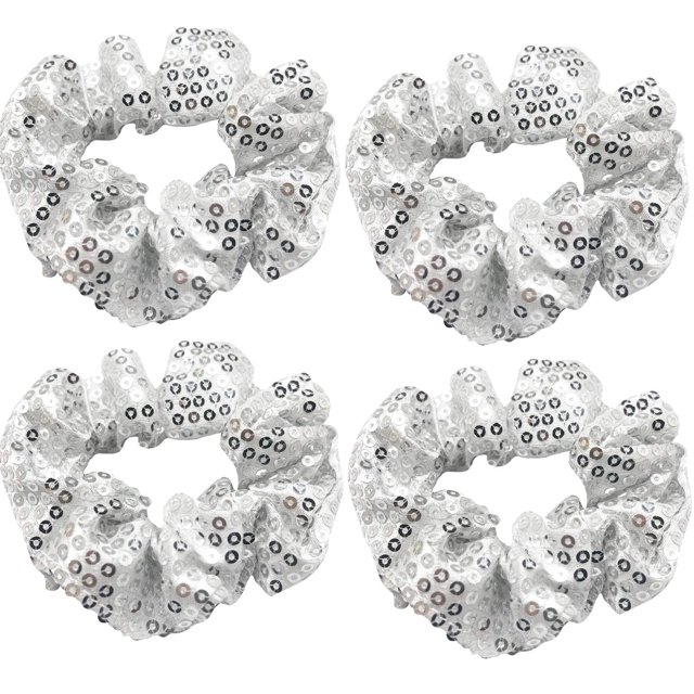 Paquete de 4 pulseras de lentejuelas brillantes para fiestas de pijamas, coleteros para el pelo, coleteros elásticos para el pelo, lazos para el pelo, accesorios para el pelo, espectáculos, rendimient