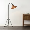 thumbnail image 4 of Safavieh Myah 64" Modern Black Iron Tripod Floor Lamp with Brown Rattan Shade, 4 of 7