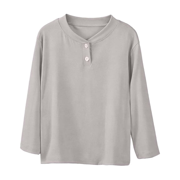 FAIWAD Girls Crew Neck Tops Long Sleeve Button up Shirts Basic Layering Top for Everyday Wear