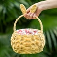 thumbnail image 5 of Wickerwise Hand-Woven Easter Bunny Ear Basket with Handle – Multi-Purpose Paper Rope Wicker Basket for Easter Egg Hunts, Picnics, Flower Arrangements, Food Storage, Party, and Home Decor, Yellow, 5 of 7