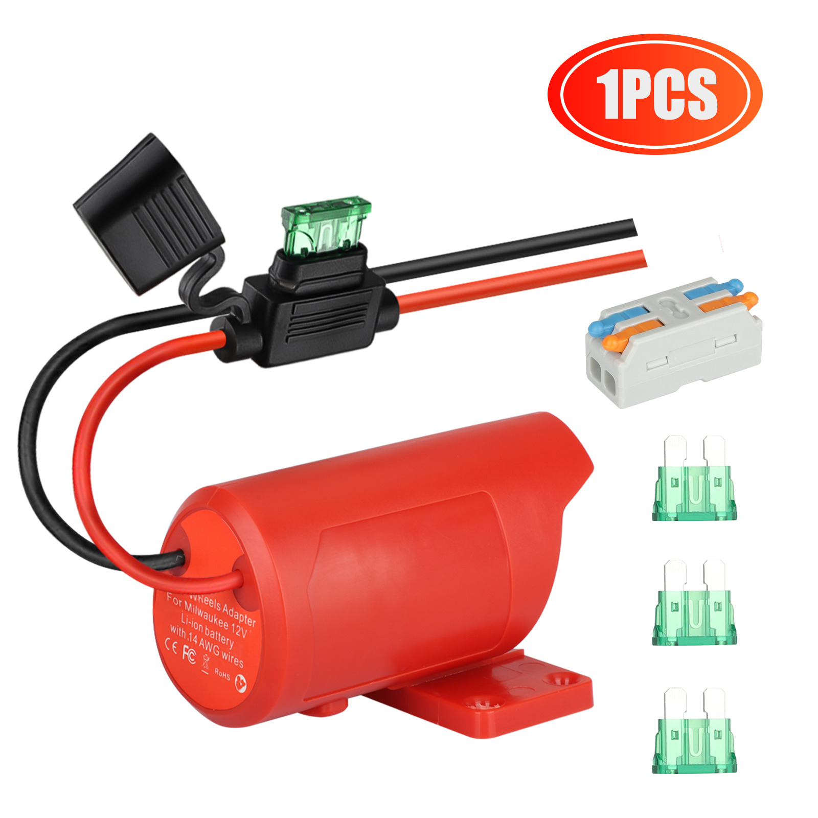 Power Wheel DIY Battery Adapter Dock for Milwaukee M12 12V + Fuse& Wire