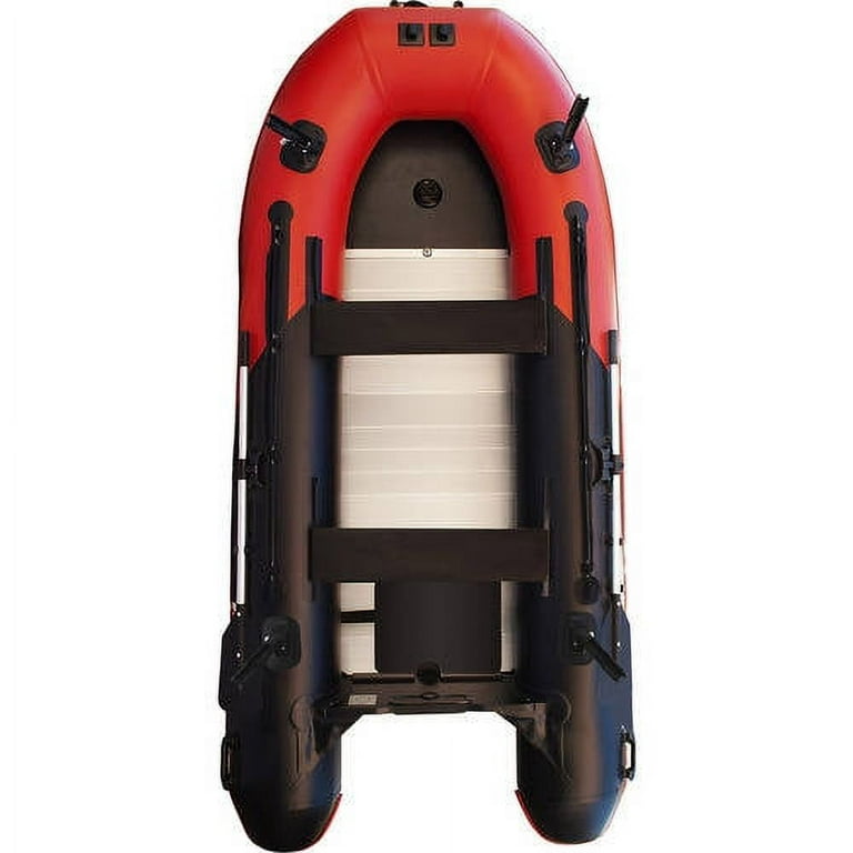 ALEKO PRO Fishing Inflatable 12.5 ft Boat with Aluminum Floor - Red and  Black 