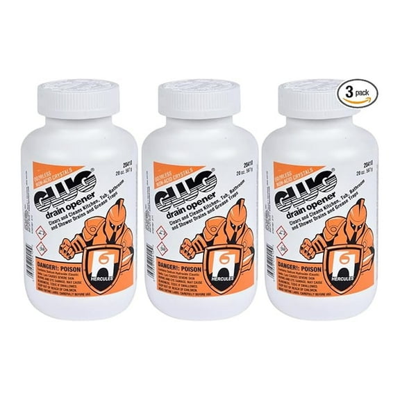 20410 Hercules Glug Crystals Drain Opener, 20 oz (Pack of 3)