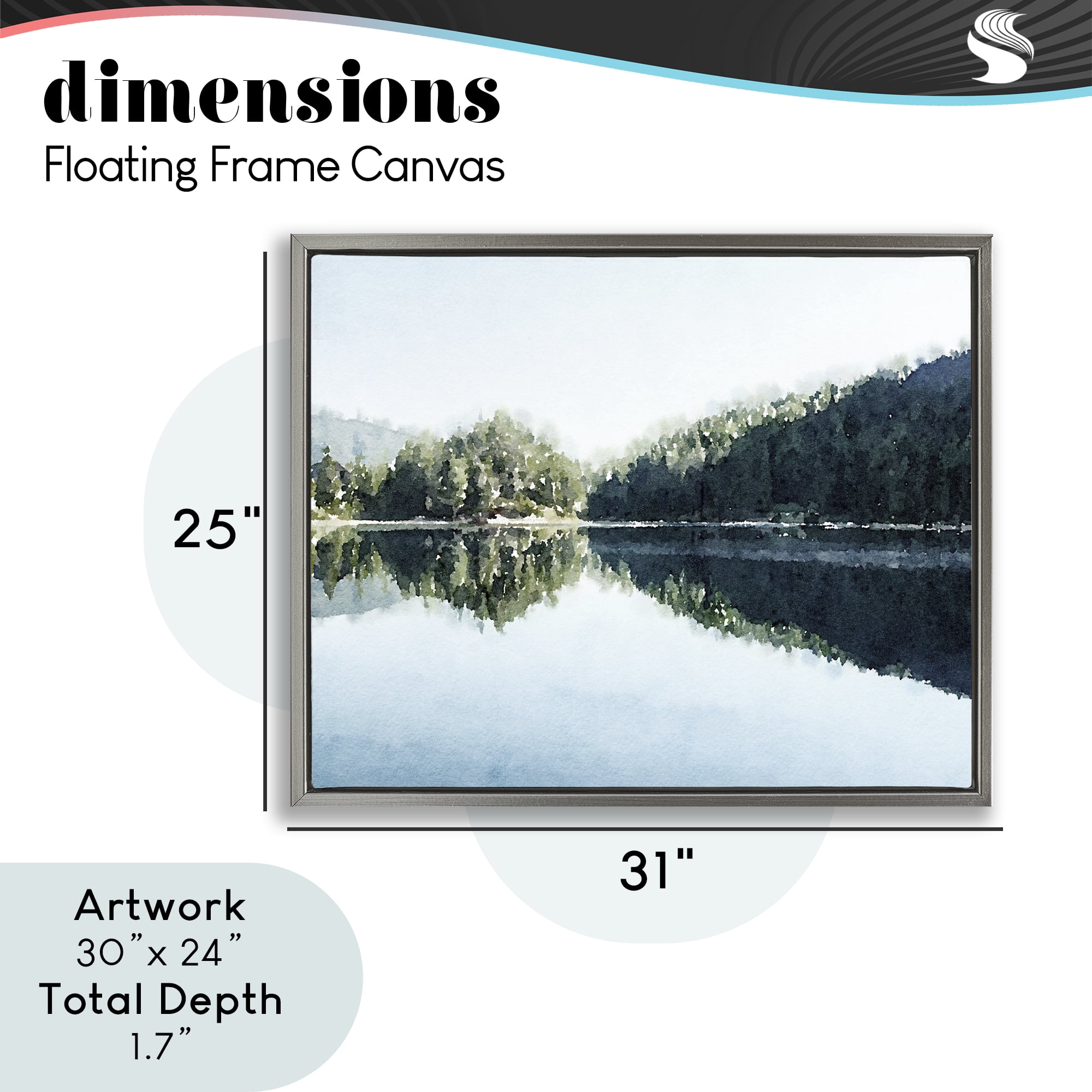 Stupell Industries Blue Lake Reflections Gray Framed Floater Canvas Wall Art, design by Kim Curinga