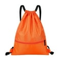 thumbnail image 2 of Drawstring Backpack Waterproof Cinch Sack With Zipper Pocket - 17X20 Inch Orange Gym Bag For Sports, Travel, Shopping, School - Lightweight Drawstring Bag With Adjustable Straps, 2 of 3