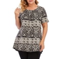 thumbnail image 3 of Pompotops Femmes Impression Manches Courtes O-Cou Grande Taille Plissé T-Shirt Chemisier Tops, 3 of 6