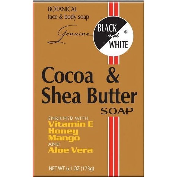 Jabón de manteca de karité y cacao en blanco y negro, 6.1 oz