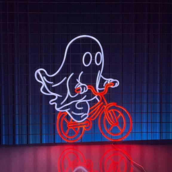 Glowneon Ghost Ride The Bike Neon Sign, Halloween Decor LED Sign
