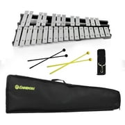 ENNBOM 30 Notes Foldable Glockenspiel Xylophone Vibraphone Percussion Instrument (Black Frame, 4 Mallets)
