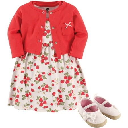 Girl Cardigan, Dress and Shoes