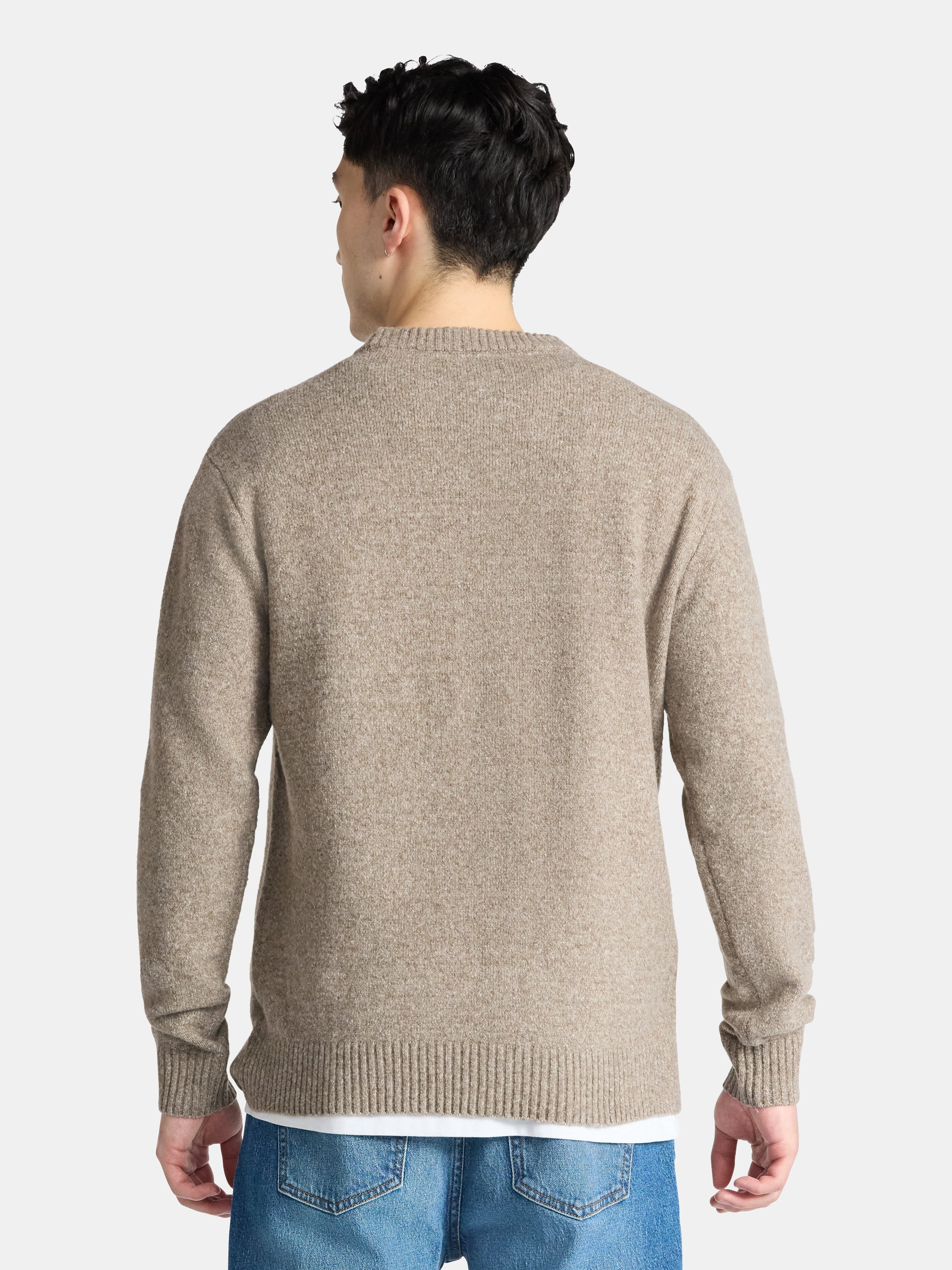 No Boundaries Crewneck Sweater with Long Sleeves, Men's