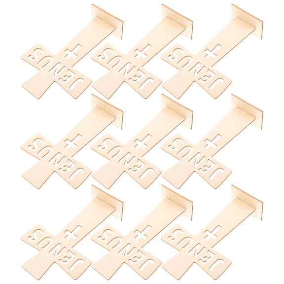 PAMINGONO Set of 10 Unfinished Wooden Cross Ornaments in Beige, Rustic Craft Decorations for Projects