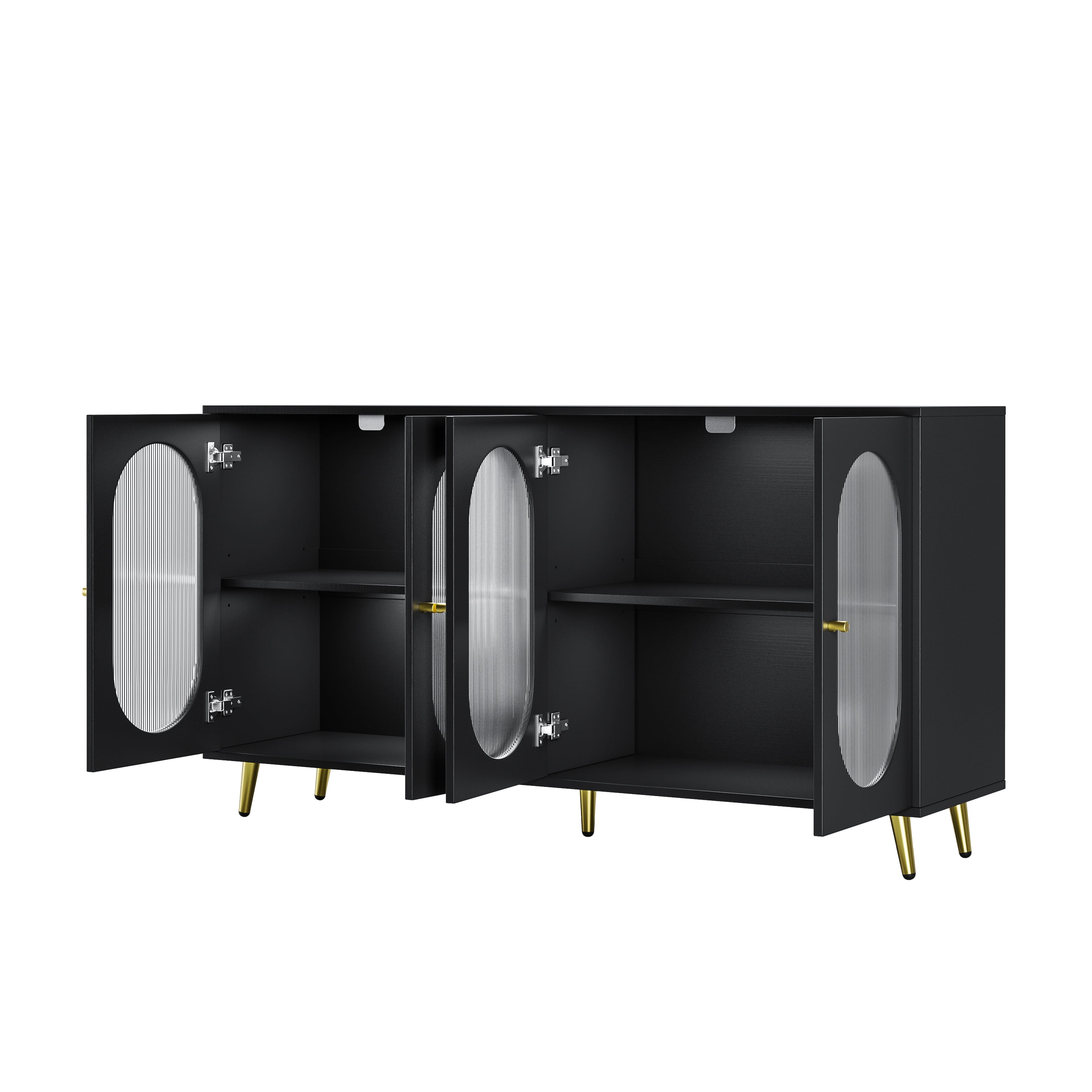 Aukfa Accent Storage Cabinet with Adjustable Shelves,Buffet Cabinet for Kitchen Living Room Hallway,Black