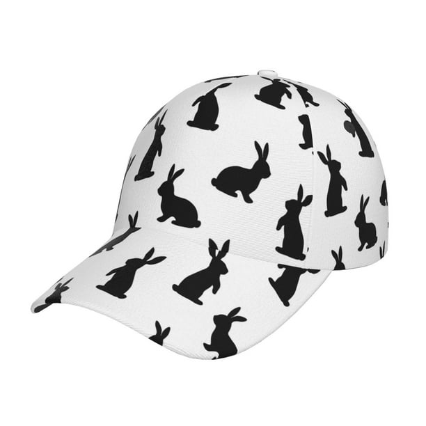 Fotbe Black Rabbit Gorro Clásico de Béisbol, Gorra Ajustable con Broche Snapback, Gorro de Exterior de Algodón Suave