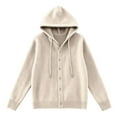 thumbnail image 4 of Womens Cardigan Hooded Long Sleeve Open Front Sweater Fashion Knitwear Casual Loungewear Soft Cozy Pullover Jacket For Outerwear Coats, 4 of 4